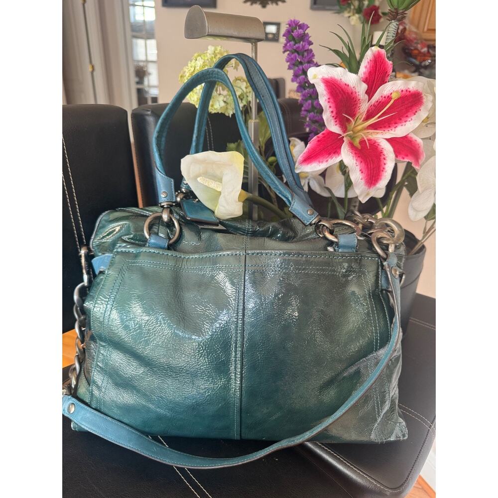 COACH FLAGSHIP Patent Leather ELLA 16394 TEAL (30000 - Picture 7 of 13